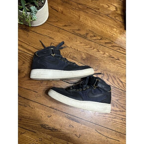 𝅺nike Air Force 1 High '07 Black (Gold Writing) Men's shoes 6.5 - Picture 2 of 7